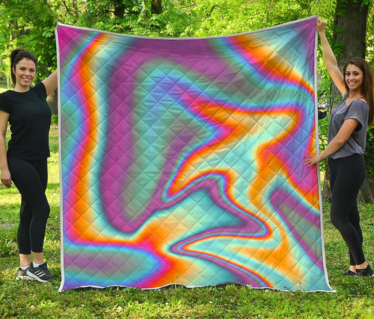 Liquid Holographic Trippy Print Quilt
