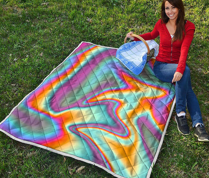 Liquid Holographic Trippy Print Quilt