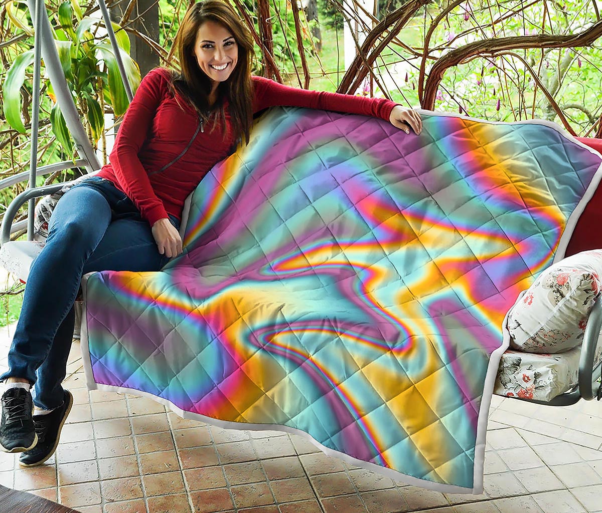 Liquid Holographic Trippy Print Quilt