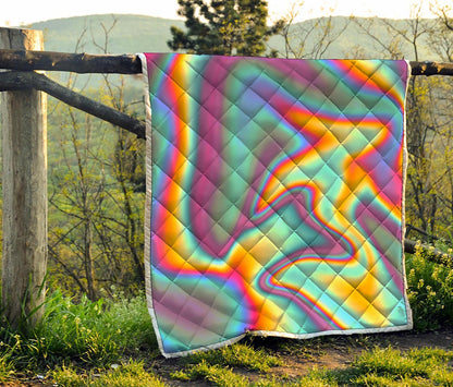 Liquid Holographic Trippy Print Quilt