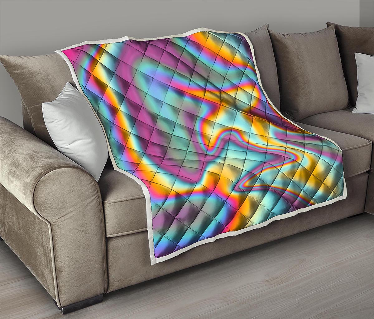 Liquid Holographic Trippy Print Quilt