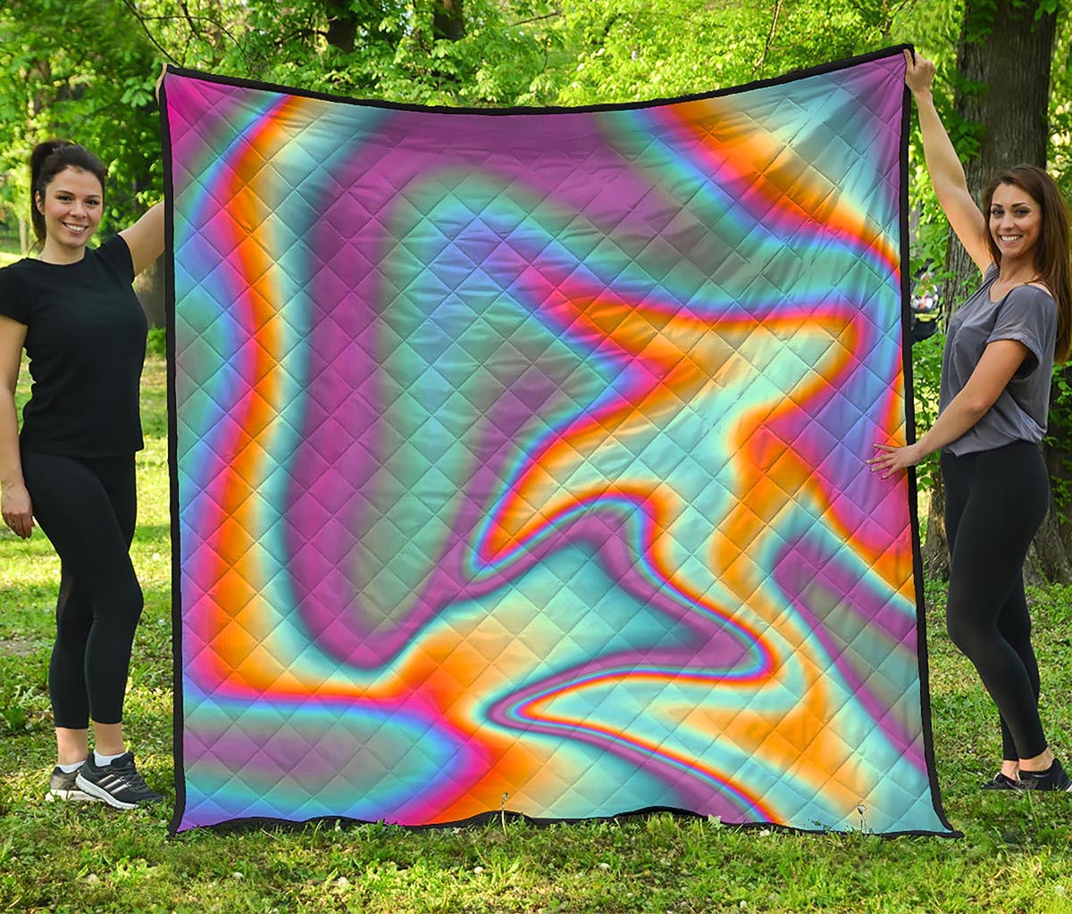 Liquid Holographic Trippy Print Quilt