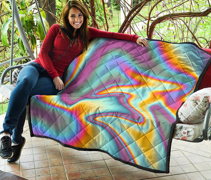 Liquid Holographic Trippy Print Quilt