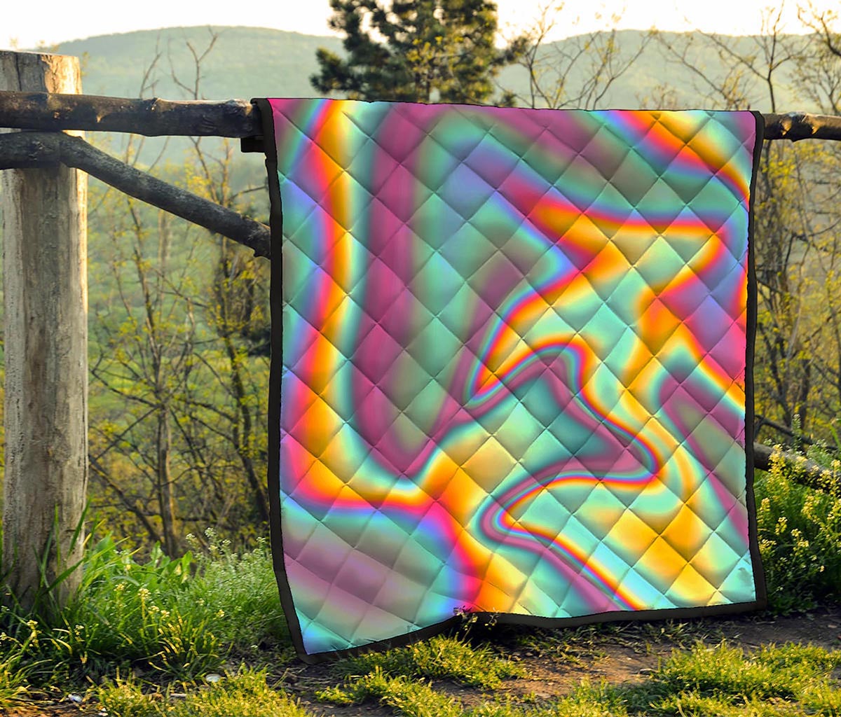 Liquid Holographic Trippy Print Quilt