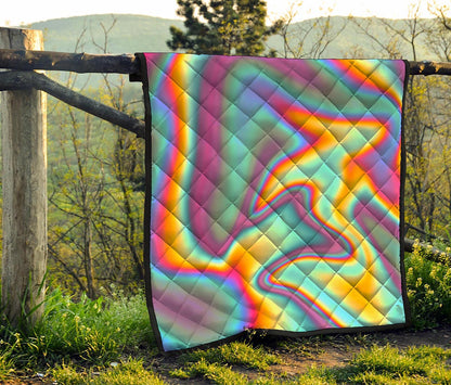 Liquid Holographic Trippy Print Quilt