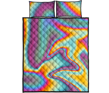 Liquid Holographic Trippy Print Quilt Bed Set