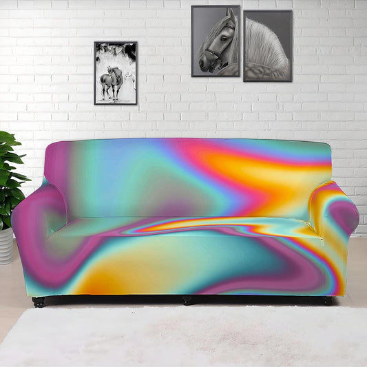 Liquid Holographic Trippy Print Sofa Cover