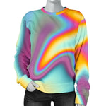 Liquid Holographic Trippy Print Women's Crewneck Sweatshirt GearFrost