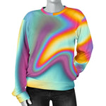Liquid Holographic Trippy Print Women's Crewneck Sweatshirt GearFrost