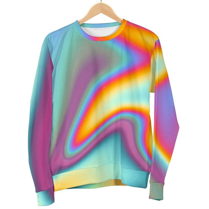 Liquid Holographic Trippy Print Women's Crewneck Sweatshirt GearFrost
