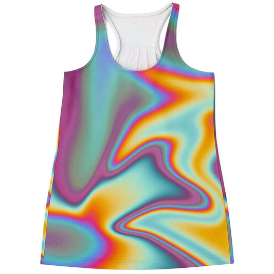 Liquid Holographic Trippy Print Women's Racerback Tank Top