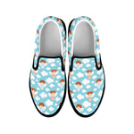 Little Angel Pattern Print Black Slip On Shoes