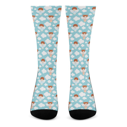 Little Angel Pattern Print Crew Socks