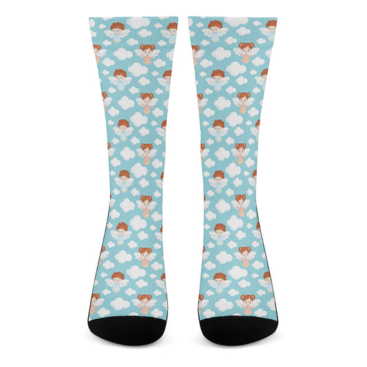 Little Angel Pattern Print Crew Socks