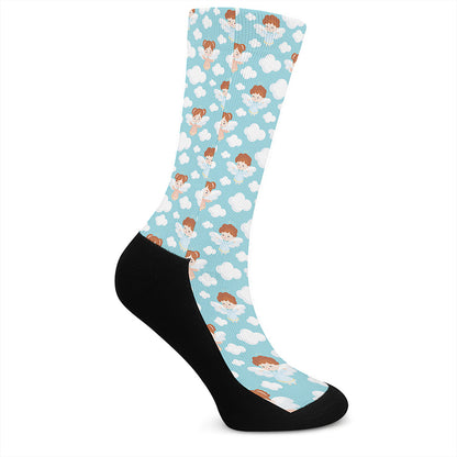 Little Angel Pattern Print Crew Socks