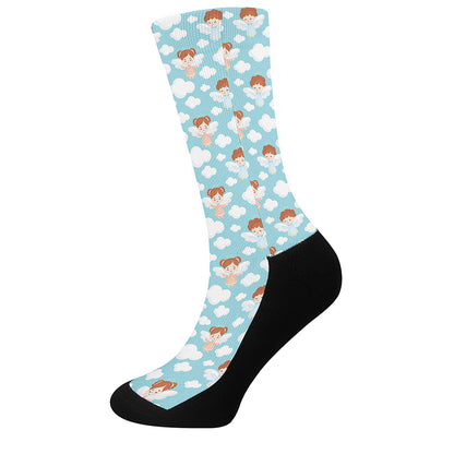 Little Angel Pattern Print Crew Socks