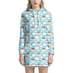 Little Angel Pattern Print Hoodie Dress