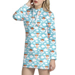 Little Angel Pattern Print Hoodie Dress