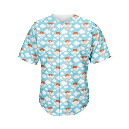 Little Angel Pattern Print Men's Baseball Jersey