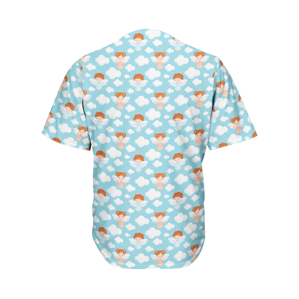 Little Angel Pattern Print Men's Baseball Jersey