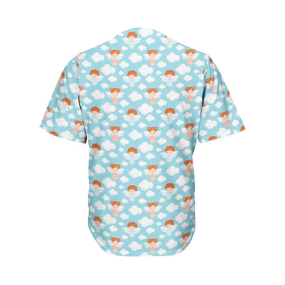 Little Angel Pattern Print Men's Baseball Jersey