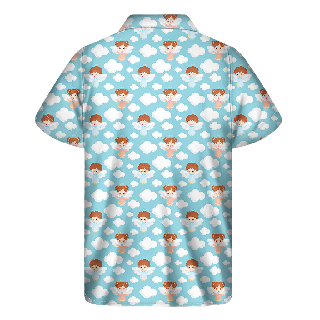 Little Angel Pattern Print Men's Short Sleeve Shirt