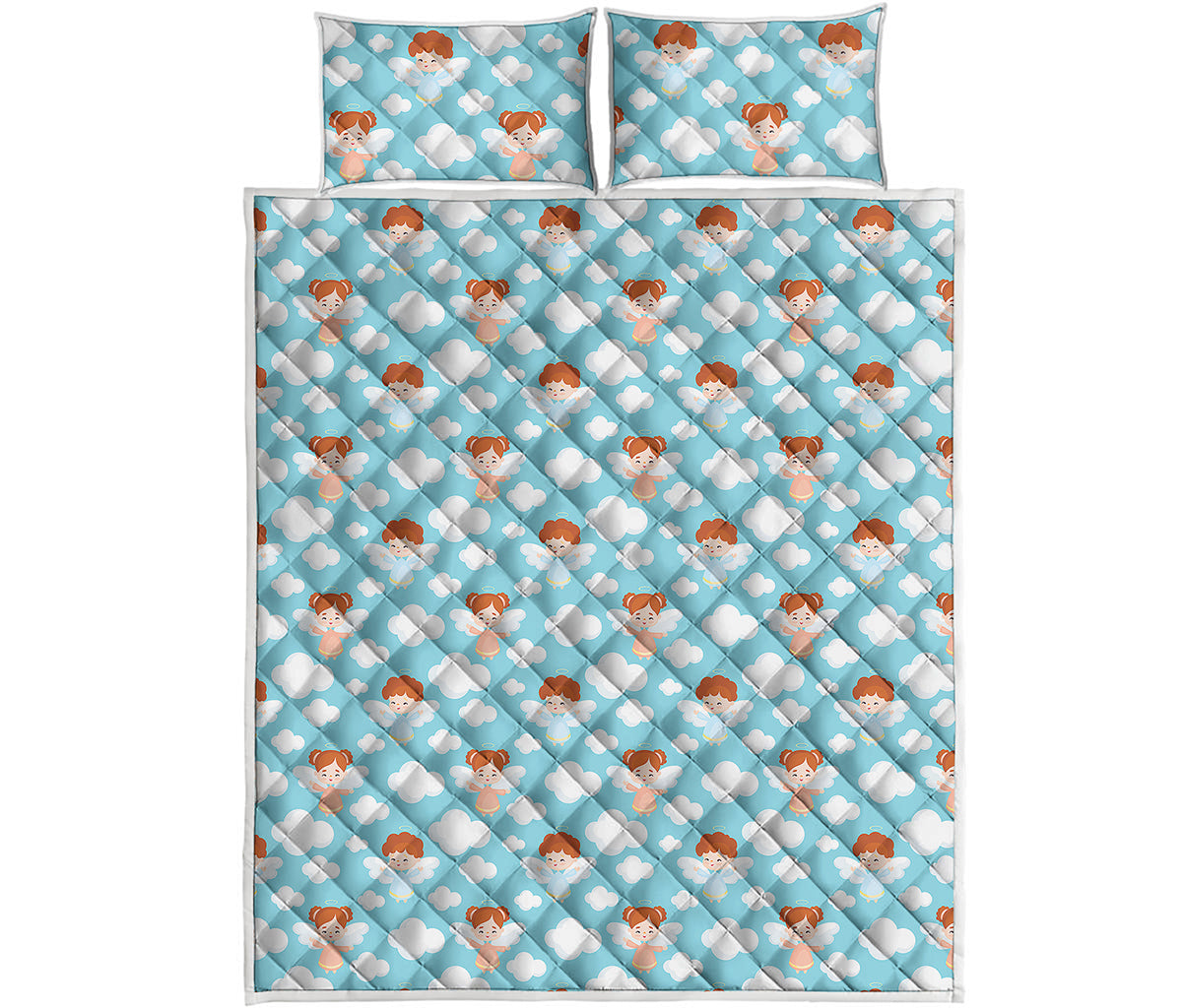 Little Angel Pattern Print Quilt Bed Set