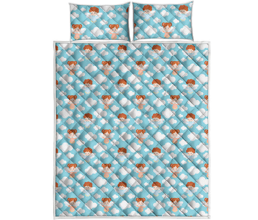 Little Angel Pattern Print Quilt Bed Set