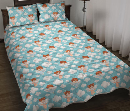 Little Angel Pattern Print Quilt Bed Set