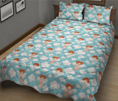 Little Angel Pattern Print Quilt Bed Set