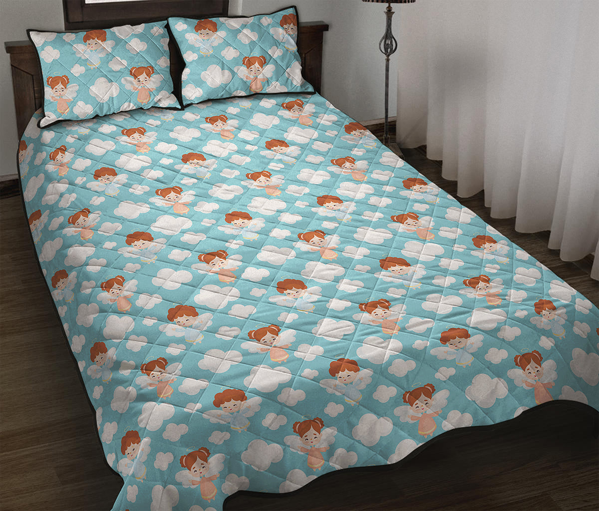 Little Angel Pattern Print Quilt Bed Set