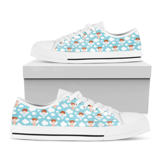 Little Angel Pattern Print White Low Top Shoes