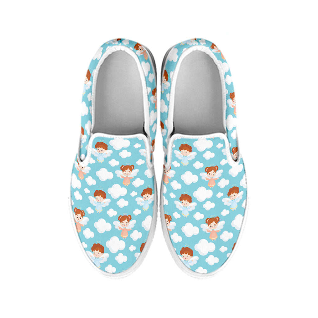 Little Angel Pattern Print White Slip On Shoes