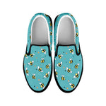 Little Bee Pattern Print Black Slip On Shoes
