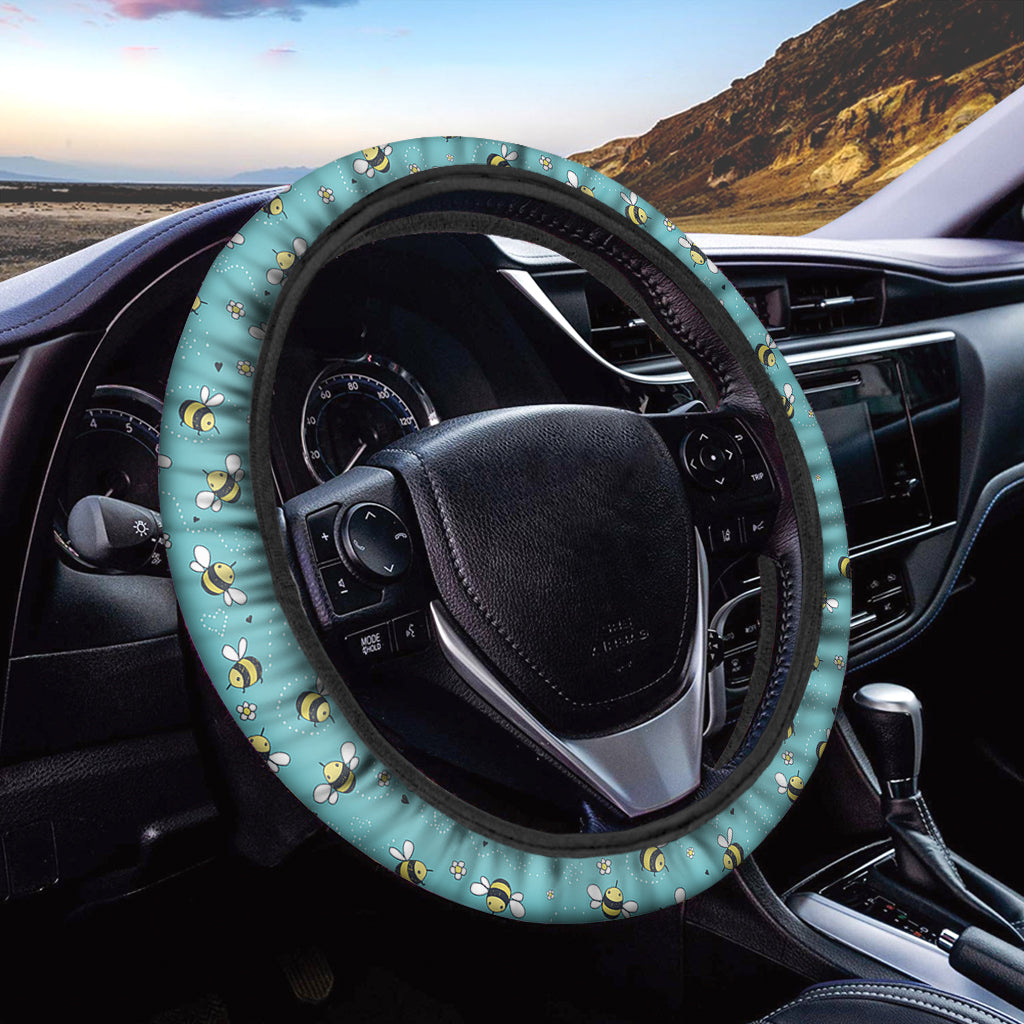 Little Bee Pattern Print Car Steering Wheel Cover