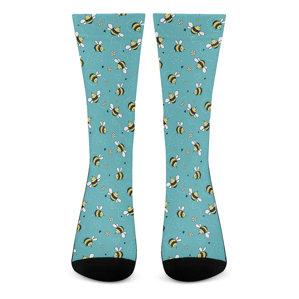 Little Bee Pattern Print Crew Socks
