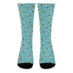 Little Bee Pattern Print Crew Socks