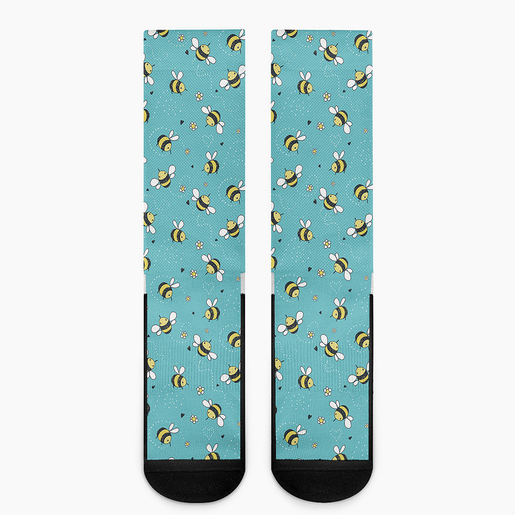 Little Bee Pattern Print Crew Socks