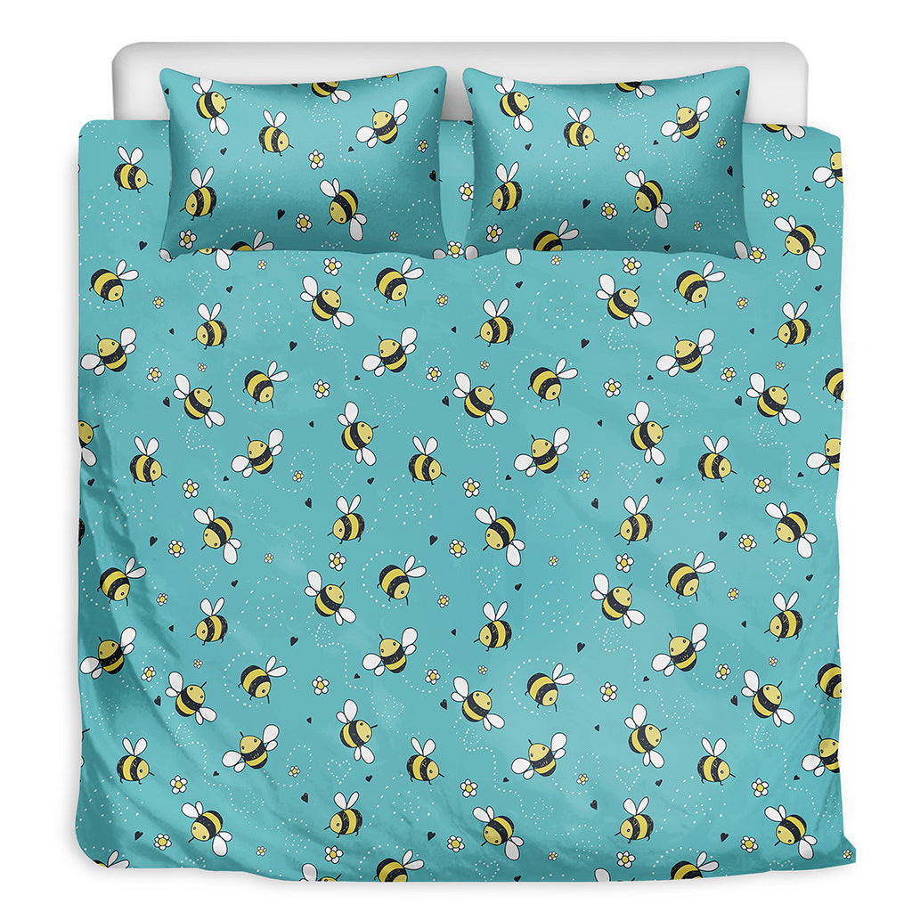 Little Bee Pattern Print Duvet Cover Bedding Set