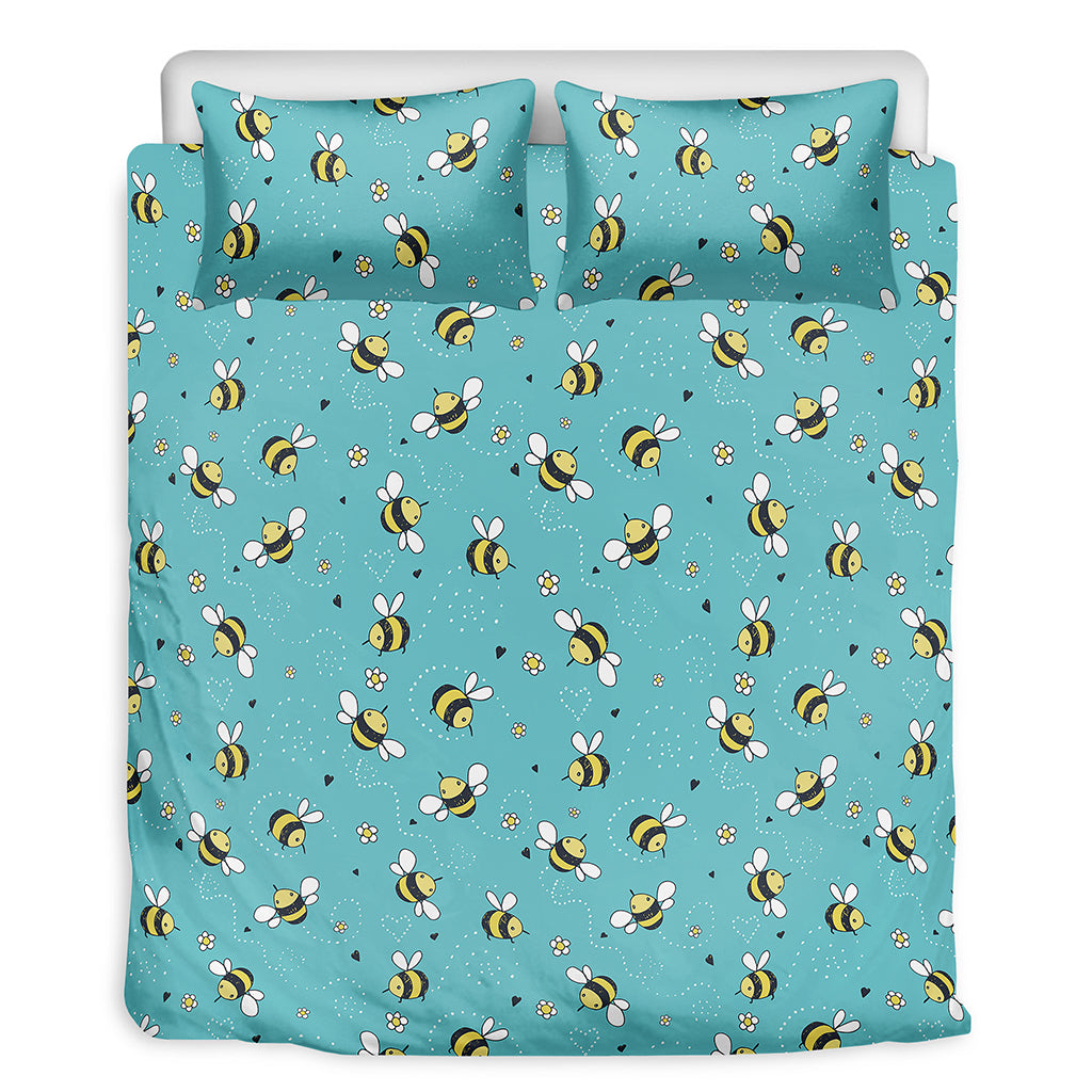 Little Bee Pattern Print Duvet Cover Bedding Set
