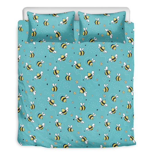 Little Bee Pattern Print Duvet Cover Bedding Set