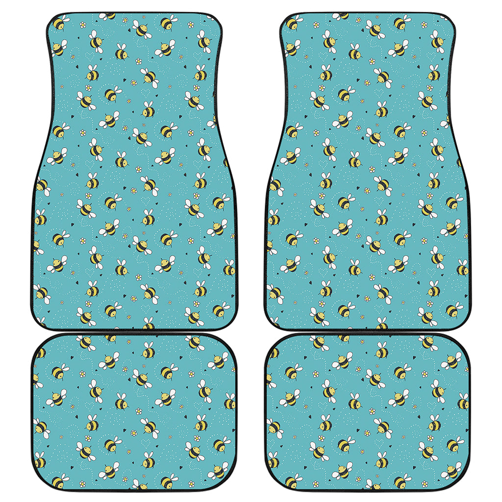 Little Bee Pattern Print Front and Back Car Floor Mats