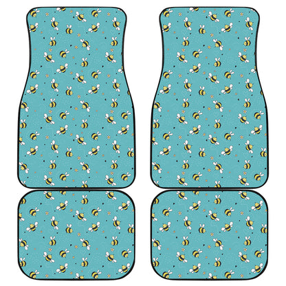 Little Bee Pattern Print Front and Back Car Floor Mats