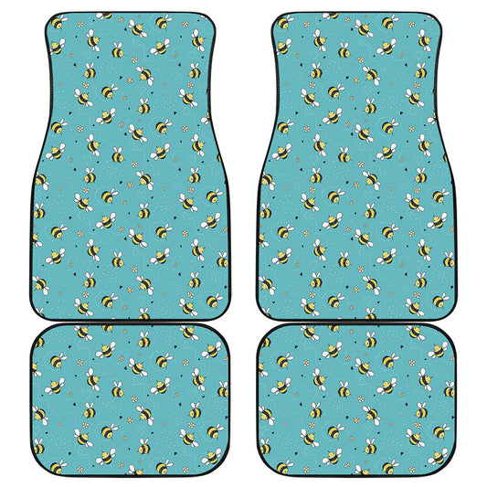 Little Bee Pattern Print Front and Back Car Floor Mats