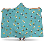 Little Bee Pattern Print Hooded Blanket