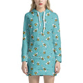 Little Bee Pattern Print Pullover Hoodie Dress