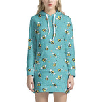 Little Bee Pattern Print Hoodie Dress