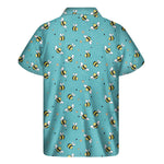 Little Bee Pattern Print Men's Short Sleeve Shirt