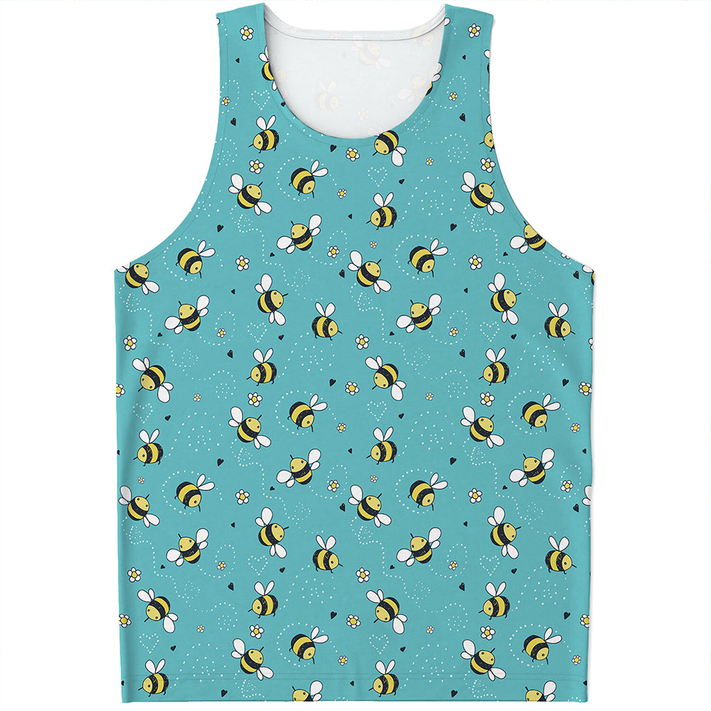 Little Bee Pattern Print Men's Tank Top