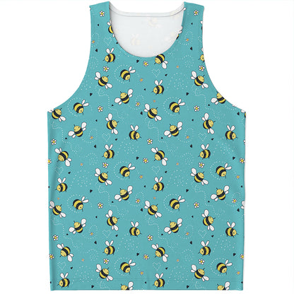 Little Bee Pattern Print Men's Tank Top